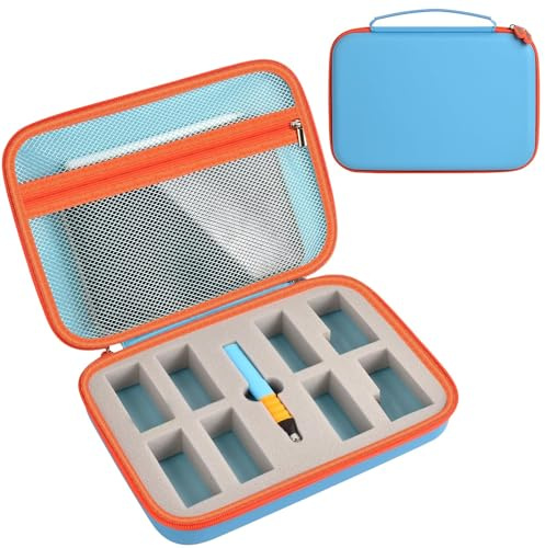 GWCASE Tasche für Edurino Figuren und Stift, Anpassbare Schaumstofffächer | 6 feste plus 2 DIY-Fächer, Netzfach für Zubehör, für Kinder zu Hause und auf Reisen, Blau, Case Only; Nicht für Alex/Luca