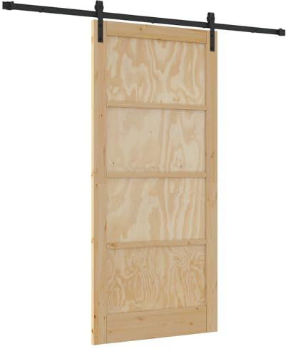 Porte Coulissante vidaXL avec Quincaillerie 93x202 cm Bois Massif Pin