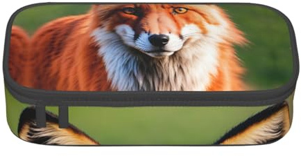 Großes Federmäppchen mit Fuchs-Aufdruck, für Teenager, Schreibwaren, Organizer, Schule, Uni, Geschäftsreisen