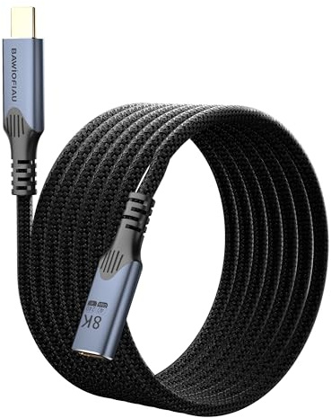 BAWIOFIAU cable usb c carga rapida Compatible Thunderbolt 4 3 M,Alargador 40Gbps USB-C ángulo Recto 240w,8K@60hz video, PD3.1,Compatible con Thunderbolt3,usb c macho hembra alargador cable.