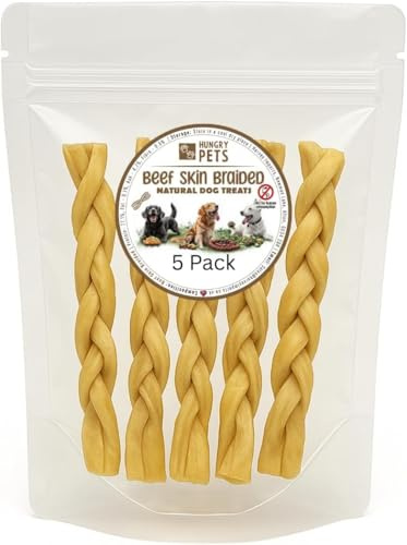 Hungry Pets Beef Skin Braided 15cm 5 Pack – Natural Dog Treats Chews, Grain Free, High Protein