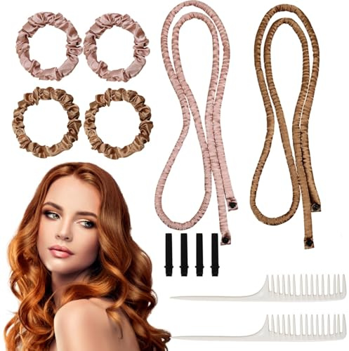 12 Pcs Heatless Curls Dünn Set, Lockenband Über Nacht Für Haarband Locken Ohne Hitze, Hheatless Curls Band Lockenband Haarnudel Mit Overnight Curls, Ideal Für Lange Und Kurze Haare