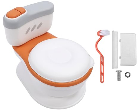 Töpfchentraining Toiletten-Spritzschutz, tragbarer Kleinkind-Töpfchenstuhl mit Spülgeräusch, Taschentuchspender für Babys und Kinder, Orange