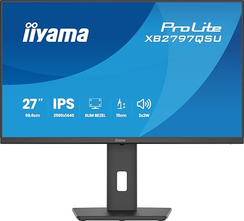 iiyama Prolite XB2797QSU-B1 QHD-IPS-Monitor | 68,6 cm, 27, HDMI, DP, USB3.2, USB-C, Slim-Line, Adaptive Sync, Höhenverstellung, Pivot, Energieeffizienzklasse D, schwarz