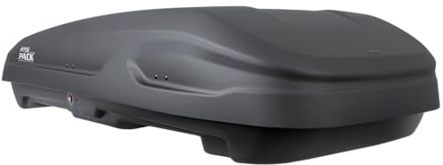 Inter Pack Dachbox Monsun S 400L Mattschwarz, 75 kg Tragkraft beidseitig öffnend, Auto Dachkoffer 165 cm mit Rapid Fit Schnellmontage für Skier