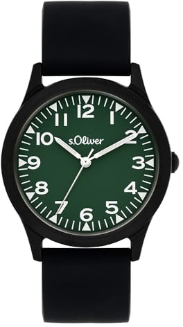 s.Oliver Armbanduhr mit Silikonband für größere Jungs und Teens - 35 mm - analoge Armbanduhr mit Quarzwerk - hoher 3 ATM wasserdicht - widerstandsfähig und Kratzfest