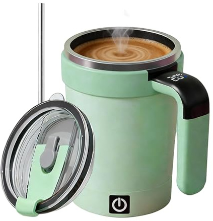 Automatische Magnetrühr Kaffeetasse - 380ml Behälter Temperaturanzeige, Selbstrührender Mischbecher | Smart Trinkbecher | Schoko Mixer | Büro Zuhause Auto für Studenten Berufstätige Technikbegeis