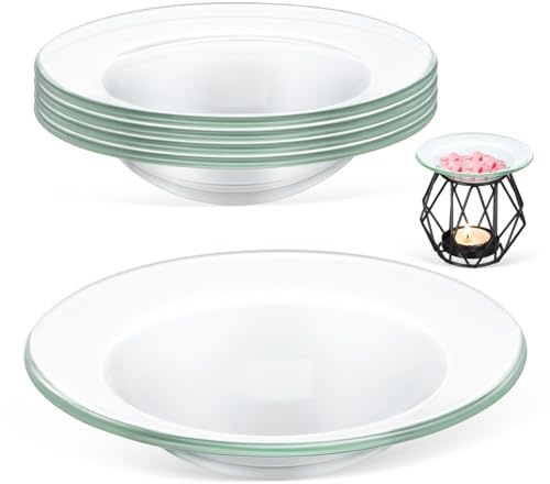 ELAYARD Lot de 5 Plaques Chauffantes en Verre 10 Cm pour Brûleur à Cire Parfumée, Coupelles de Rechange pour Lampe D'aromathérapie, Plat Fondant pour Huiles Essentielles, Accessoire