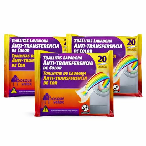 BVERDE Toallitas Lavadora Anti-Transferencia de Color, 20 Unidades, Pack de 3