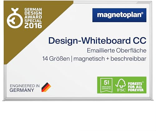 magnetoplan Design-Whiteboard CC | Magnettafel BxH 900x600mm | Stabile, emaillierte Oberfläche | Perfekte Schreibfläche | Bürobedarf | Memoboard für Büro- und Konferenzräume | Homeoffice