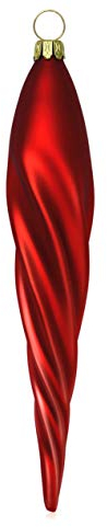 Lauschaer Glas Christbaumschmuck Eiszapfen dünn rot matt 4 Stück Christbaumschmuck Weihnachtsbaumschmuck mundgeblasen