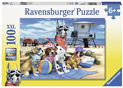 Ravensburger - No Dogs on the Beach - Puzzle mit Hunden - 100 XXL Teile