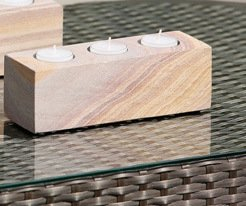 GILDE Outdoor Teelichthalter aus Regenbogen Sandstein für 3 teelichter, 21x7x7cm