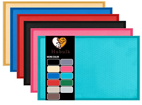 Hubulk Dog Feeding Mat,100% Waterproof BPA Free Silicone Pet Food and Water Bowl Placemat,Dishwasher, High Raised Edge to Prevent Spills,Nonslip Tray to Stop Messes on Floor (19 x 12 x 0.5, Green)