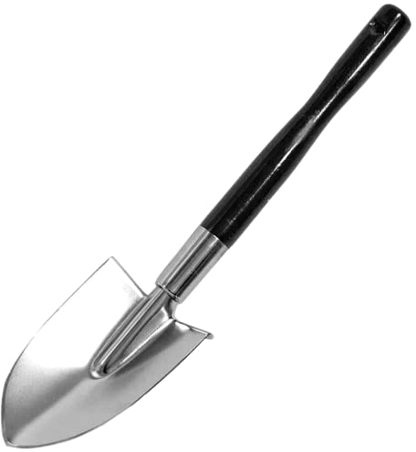 Pelle de jardin à long manche 47,7 cm en acier japonais très résistant, poignée en bois, fabriquée au Japon, outil de jardinage à long manche pour creuser et transplanter, argent