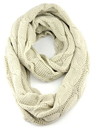 NYFASHION101 Weicher gestrickter Schlauchschal Endlosschal mit Zopfmuster