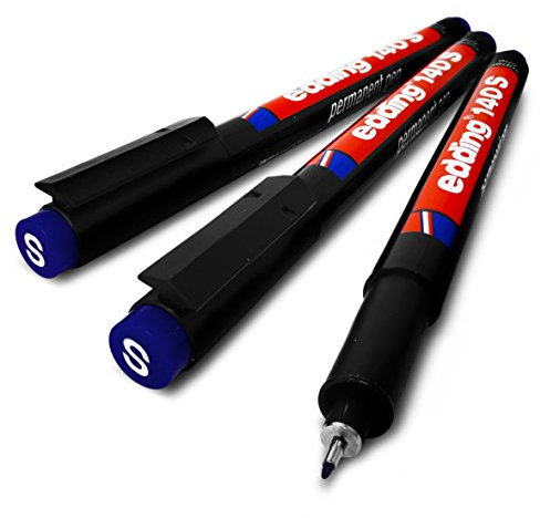 Edding 140S Permanent-Stift, superfeine 0,3 mm Spitze, Blau, 3 Stück