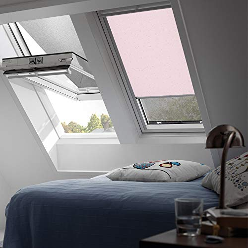 VELUX Original Verdunkelungsrollo Rollo für GGL, GHL, GTL, GPL, GGU, GHU, GTU, GPU/SK08/Stofffarbe Disney 4659/Rosa Sterne/DKL SK08 4659S