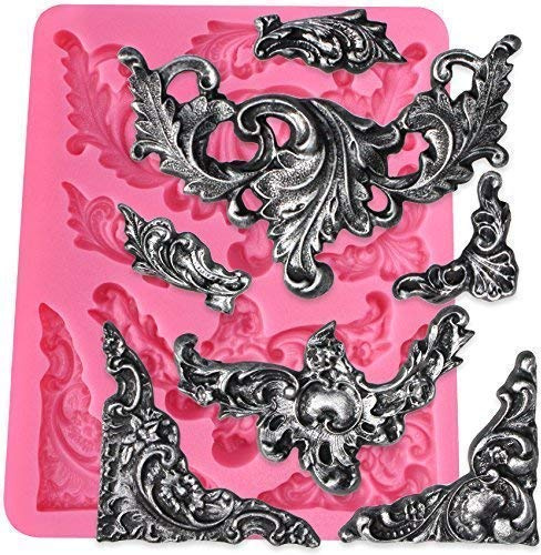 Musykrafties Flourish Scroll Lace Fondant Silicone Mould for Cake Decoration, Polymer Clay Crafting Projects