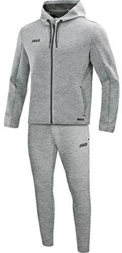 JAKO Damen Jogginganzug Premium Basics mit Kapuze, Grau-Meliert, 42