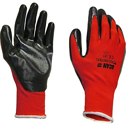 Scan SCAGLONITBXX Guanti in maglia con rivestimento in nitrile, colore rosso 13G, taglia 11