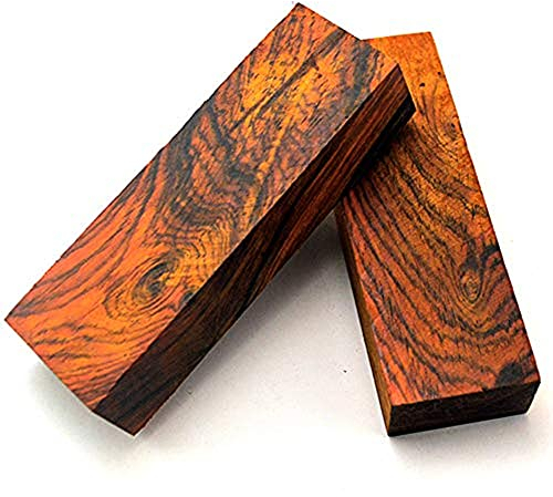 Aibote 1 Paire de Dalles D'écailles de Manche de Couteau en Bois de Bois de Santal Jaune Naturel Dalbergia pour la Fabrication de Couteaux (4,72 X1,58 X1) (Chaque Paire est Unique)