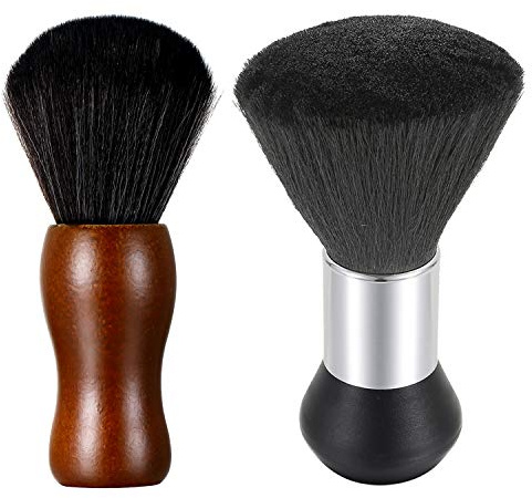JewelryWe Professional Barber Neck Duster Brush, Hair Cutting Kit, All Hair Types, Unisex, Brown & Black