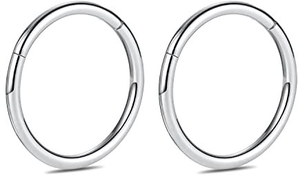 hengkaixuan 2Pcs 12mm Titanium 10G Hinged Segment Earrings Cartilage Helix Lip Tragus Nose Ring Hoop Sleeper Body Piercing