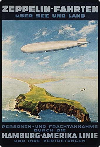Blechschild 20x30cm gewölbt Zeppelin Fahrten Hamburg Amerika USA Urlaub Deko Geschenk Schild