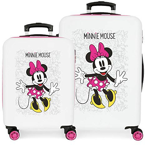 Disney Minnie Enjoy the Day Kofferset Weiß 55/68 cms Hartschalen ABS Kombinationsschloss 104L 4 Doppelräder Handgepäck