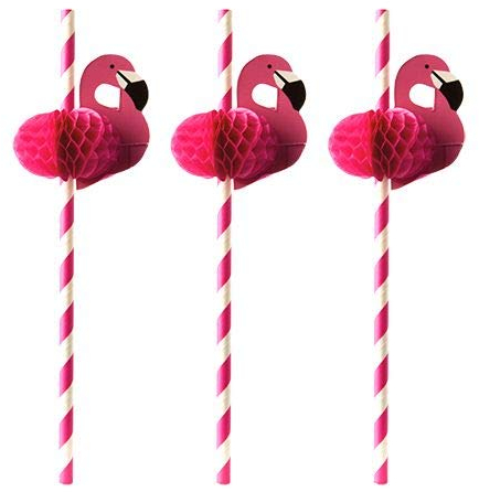 PAPSTAR Trinkhalme, Papier Ø 6 mm, 20 cm pink Flamingo 87782 Papiertrinkhalme Papierstrohhalme rosa, 500 Stück