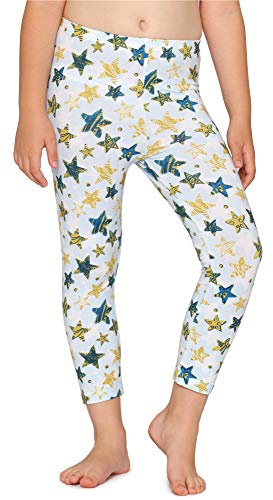 Merry Style Mädchen 3/4 Leggings MS10-405(Weiß/Blau Gold Sterne,110)