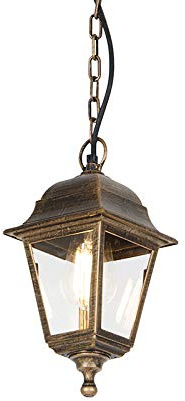 QAZQA - Klassisch I Antik Klassische AußenPendelleuchte I Pendellampe I Hängelampe I Pendellampe I Pendelleuchte I Lampe I Leuchte AntikGold I Messing IP44 - Hauptstadt I Außenbeleuchtung - Kunststoff