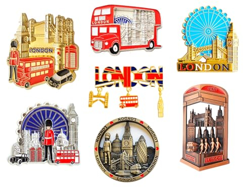 Best Mix of London Icons Design Set of 7 Metal Fridge Magnets
