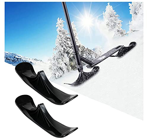 LJBOZ Schnee Scooter Kinder, Snow Ski Scooter für Skifahren Im Freien, 2 in 1 Universal Ski Scooter Kids für Wintersport, Praktisch Schnee Ski Bike Zubehör, Schwarz, 38 x 11 cm(Size:1pair)