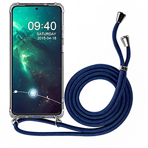 CoolGadget Hülle mit Band Kordel in Blau Für Samsung Galaxy S7 Edge Handykette Case [Kantenschutz] in Transparent Für Samsung S7 Edge