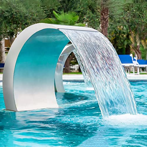 JENLER Fontaine de piscine en acier inoxydable 304 couleur argentée pour piscine, jardin, cascades, bassin, bassin, hauteur : 40 cm