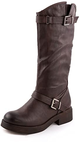 Toocool Stivali Donna Biker Boots Motociclista Casual Imbottiti Inverno YG883 [39,Marrone]