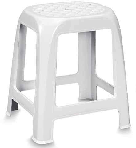 SF SAVINO FILIPPO Sgabello sedia in dura plastica di resina bianco cm 41x35x46h da interno bagno doccia casa lavoro salvaspazio