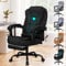 ELFORDSON Massage Office Chair for Home Office, Desk Chair 77 cm High Back 150° Recliner Tilt Function Padded Swivel Fabric, Black