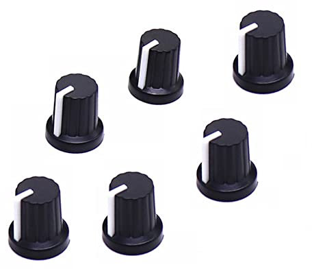 6pcs Black Rotary Knobs for 6mm Diameter Radio Electric Guitar Amplifier Volume Control Knobs