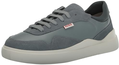 HUGO Men's Blake Cupsole Smooth Sneakers, Cement Grey, 5 UK