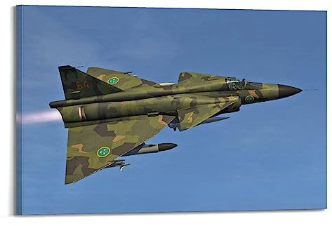 WELYK Luftfahrt-Poster SAAB 37 Kampfjet-Poster, dekoratives Gemälde, Leinwand, Wandposter und Kunstdruck, modernes Familienschlafzimmer-Dekor-Poster, 20 x 30 cm
