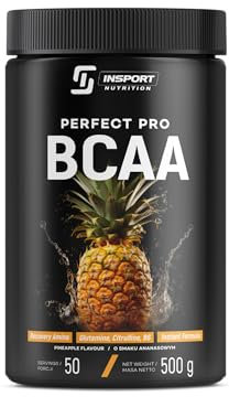 INSPORT Nutrition - BCAA PERFECT PRO - Professionelles Sport-Supplement - Verzweigtkettige Aminosäuren - L-Glutamin - Vitamin B6-50 Portionen - 500g Pulver - Geschmack: (Ananas)