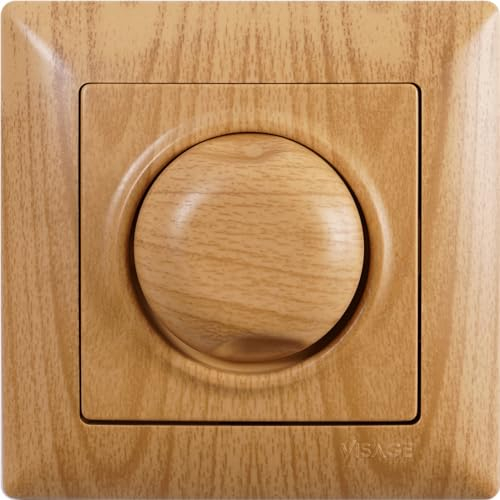 Gunsan Visage Dimmer Switch 1000W / VA mit Rahmen Unterputz Holz-Optik Achornholz Achorn Helligkeitsregler 32A
