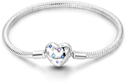 Bracelet à breloques pour femme en argent sterling, fermoir en forme de cœur, bracelet à chaîne serpent, bracelet européen de voyage, bijoux compatibles avec les breloques Pandora