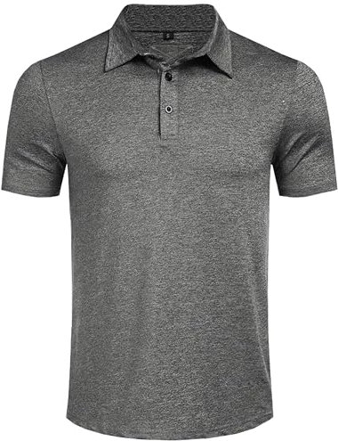 Blu Apparel Mens Golf Polo Shirts Breathable Quick Dry 4-Way Stretch Moisture Wicking Soft Golf Shirts for Men (UK, Alpha, L, Regular, Regular, Charcoal Marl)