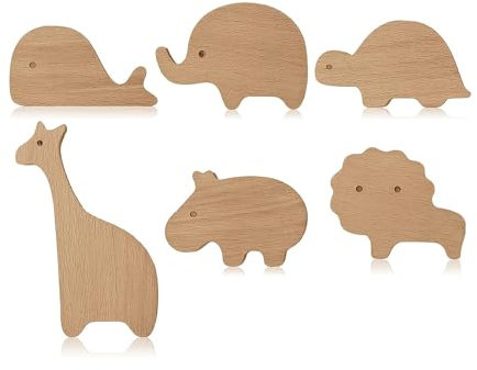 Povxlum 6pcs Wooden Animal Cabinet Knobs Decorative Dresser Knobs with Screws Dresser Pulls Wood Marine Animals