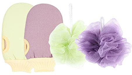 FRCOLOR 4 Guantes De Baño y Exfoliantes Pelota De Malla Cepillo De Espalda