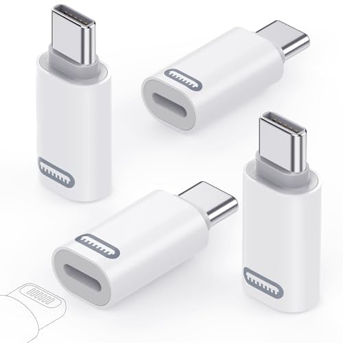 MoKo Adaptateur Lightning vers USB C 4 Pièces, Adaptateur USB-C vers Lightning Compatible pour iPhone 15/16 Pro/16 Pro Max/16 Plus, iPad Pro/Air, Charge Rapide, Pas pour Audio/OTG/Écouteurs, Bianco PD
